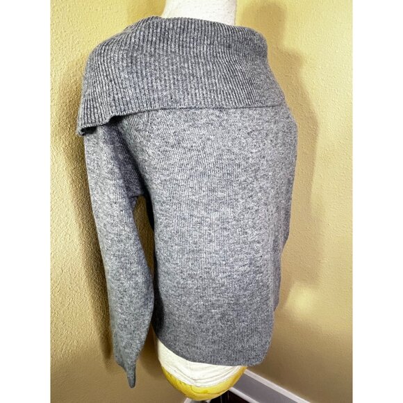 Paige Free People Womens Gray Wool Izabella Cowl Neck Off Shoulder Sweater Top M - Picture 13 of 16